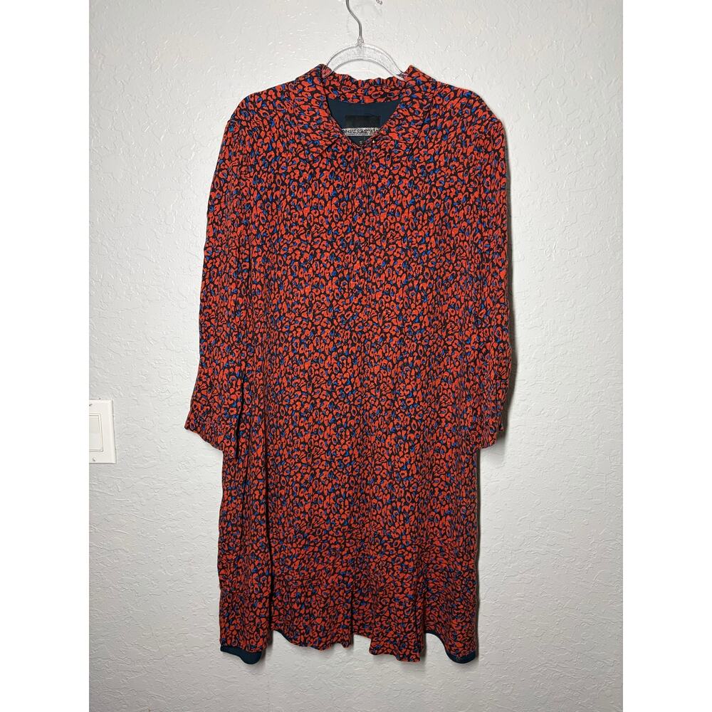Phase Eight Long Sleeve Dress Red Sz 12/ large Boho Lagenlook
